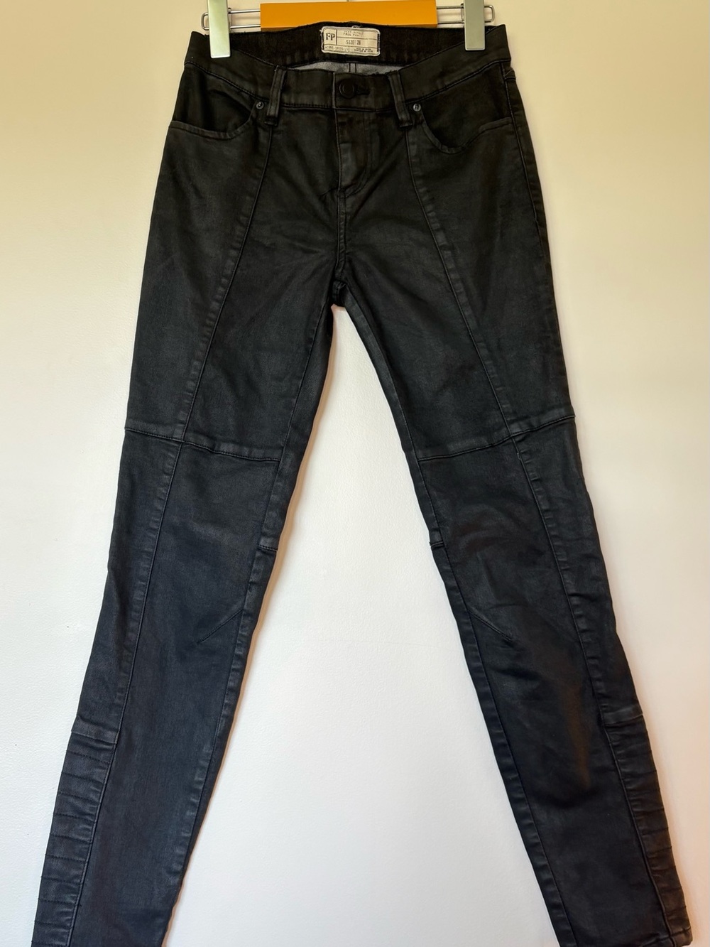 Free People Black Skinny Moto Jeans